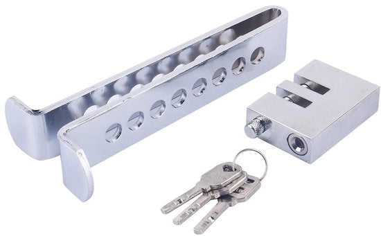 Pedaliera con chiusura a catena - Acciaio inossidabile - 8 fori - 3 chiavi - Antifurto - Chiusura di sicurezza - Portatile e facile da rimuovere