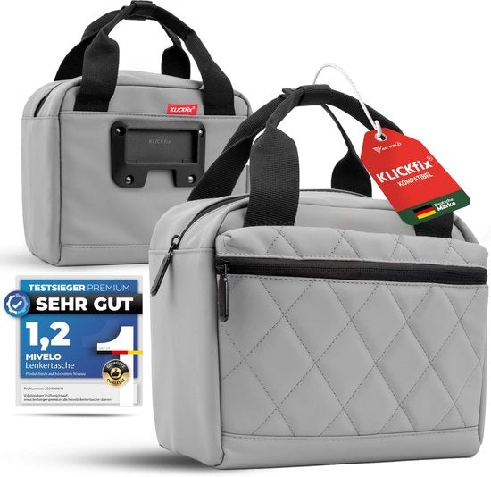 Stuurtas per KLICKfix - fietstas sturale - impermeabile e ampio - stuurtas - stuurtas - adatto per e-bikes (grigio)