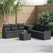 Set di divani 8 pz Nero Rattan sintetico e Acciaio 3448044