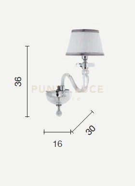 APPLIQUE BACH 1 LUCE CRISTALLO E ORO H.36CM CON PARALUME