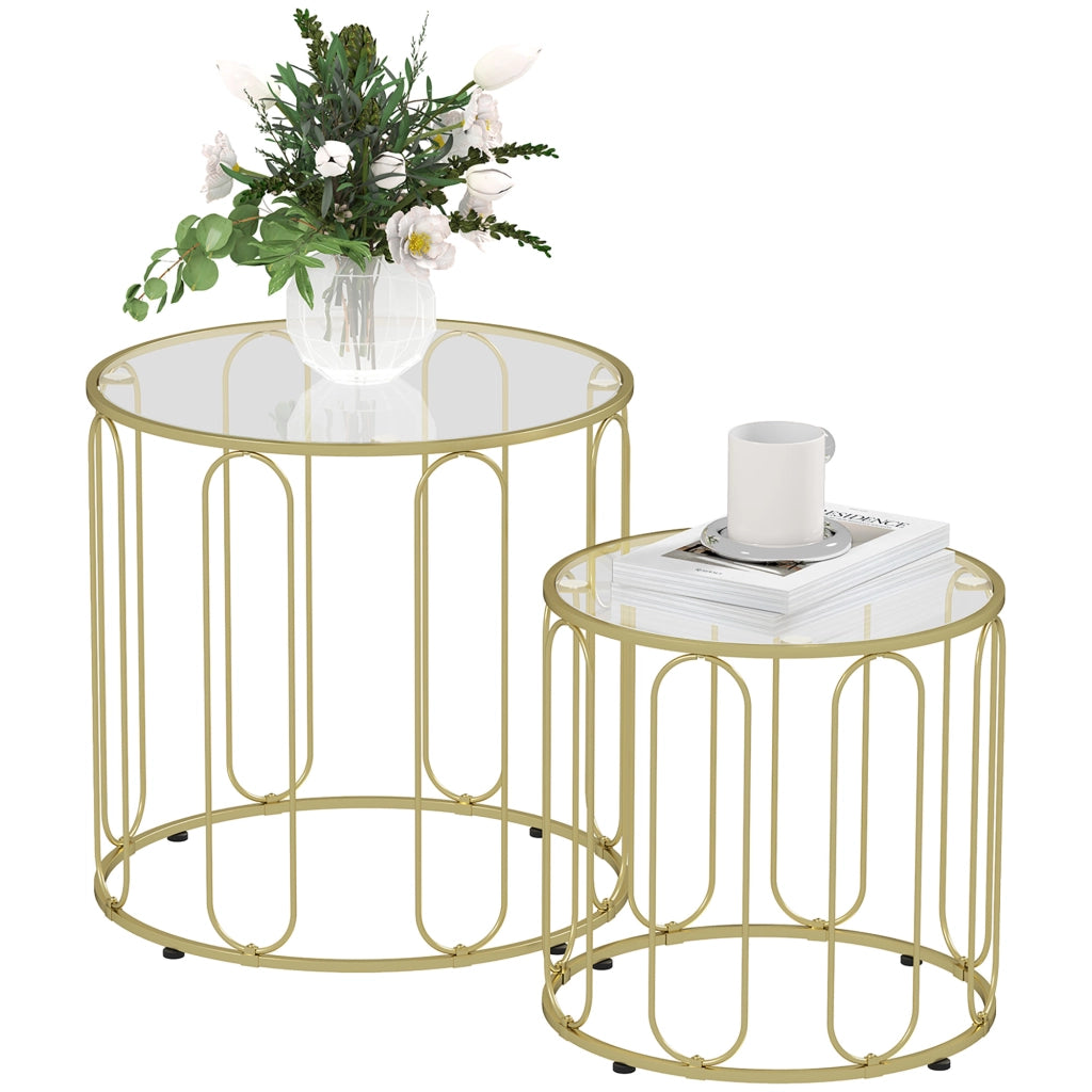 Tavolino da salotto ¨C zephmum ¨C vetro, metallo, oro