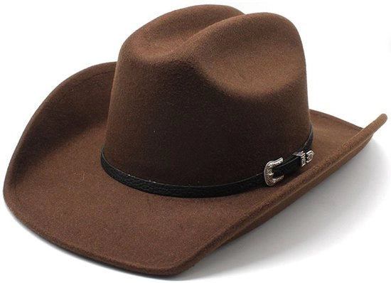 Cappello da cowboy per donne/uomini, piccolo, corto, bordo largo, adatto per spiaggia, cowgirls, allevatori e cowboy - colore caffè scuro