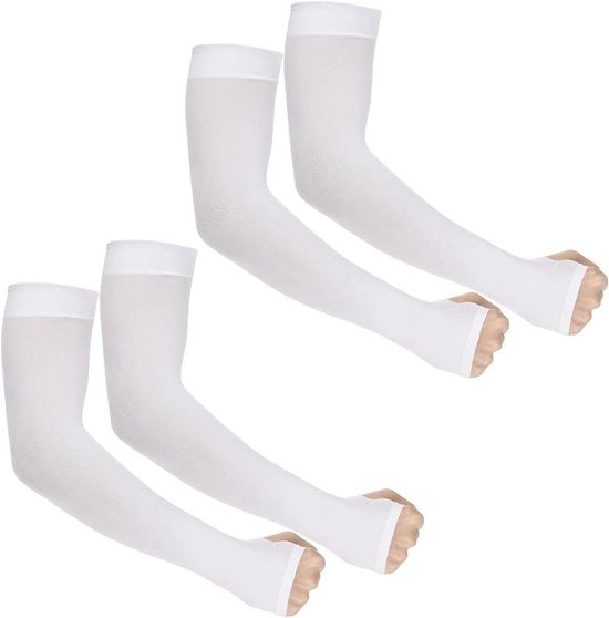 2 paia di bracciali con protezione UV UPF 50 e dito per uomo e donna - compressione sportiva - copertura tatuaggio - manica protettiva