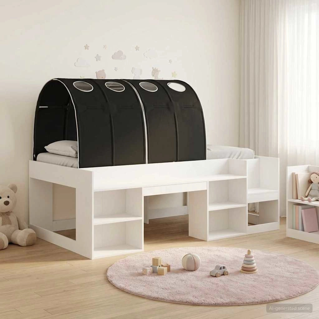 Letto alto per bambini con storage 3 pz Bianco e Nero 3423598