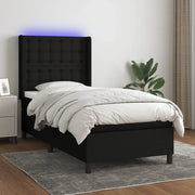 Letto a Molle con Materasso e LED Nero 80x200 cm in Tessuto