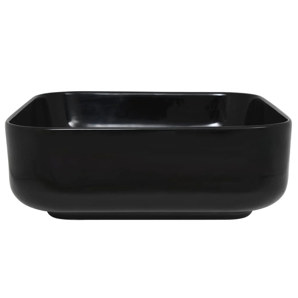 Lavabo quadrato in ceramica 38 x 38 x 13,5 cm lavabo bagno wc nero 02_0002537