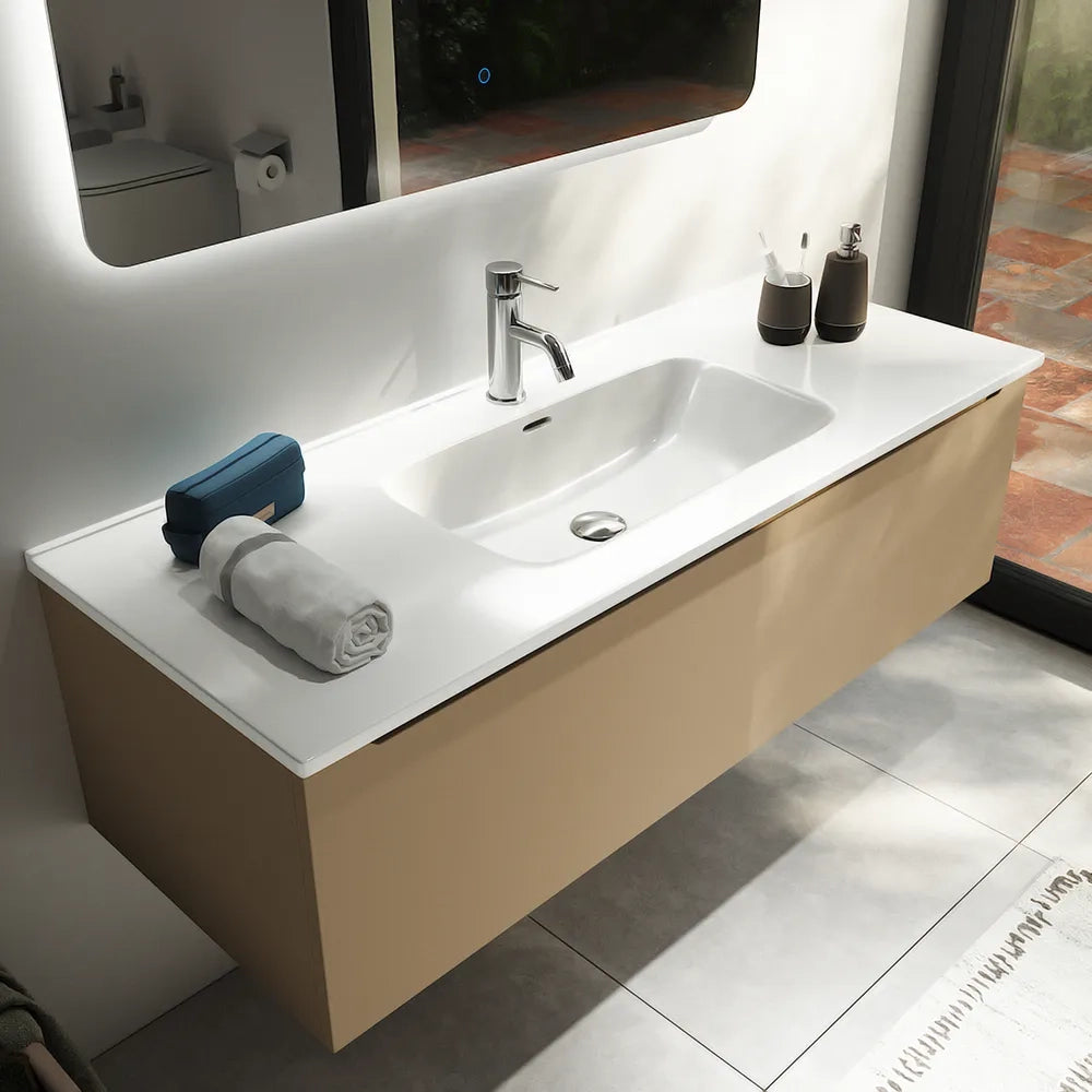 Mobile bagno sospeso 120 cm sabbia opaco un cassettone con lavabo | Bako