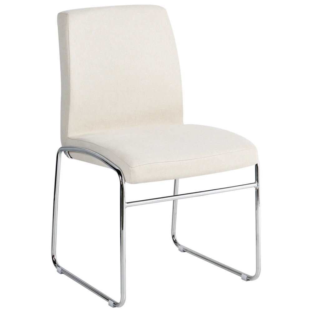Set di 2 sedie da pranzo imbottite con braccioli, rivestimento beige chiaro, base in metallo design moderno