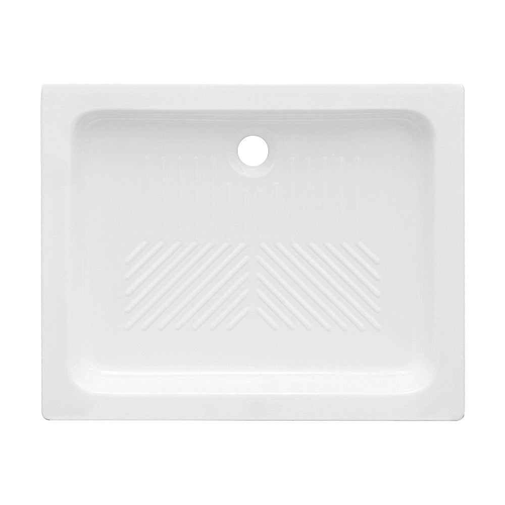 Piatto doccia 80x100 H 10 rettangolare in ceramica bianca con antiscivolo Holy