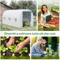 Serra da Giardino a Tunnel 4.5x2x2m con Copertura in PE e Tubi in Metallo, Bianco