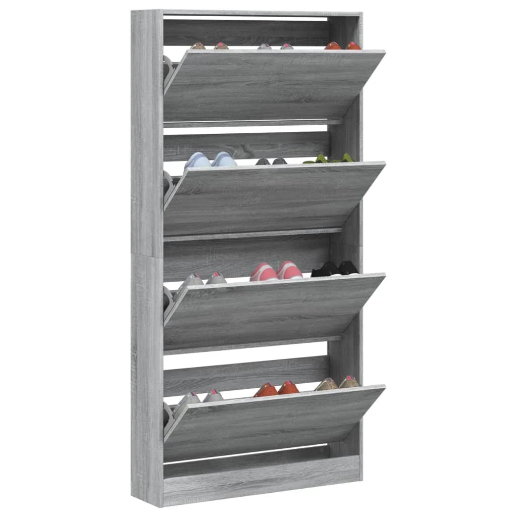 Scarpiera mobile contenitore per scarpe mobile per ingresso/corridoio/soggiorno 4 cassetti a ribalta grigio Sonoma 02_0021387