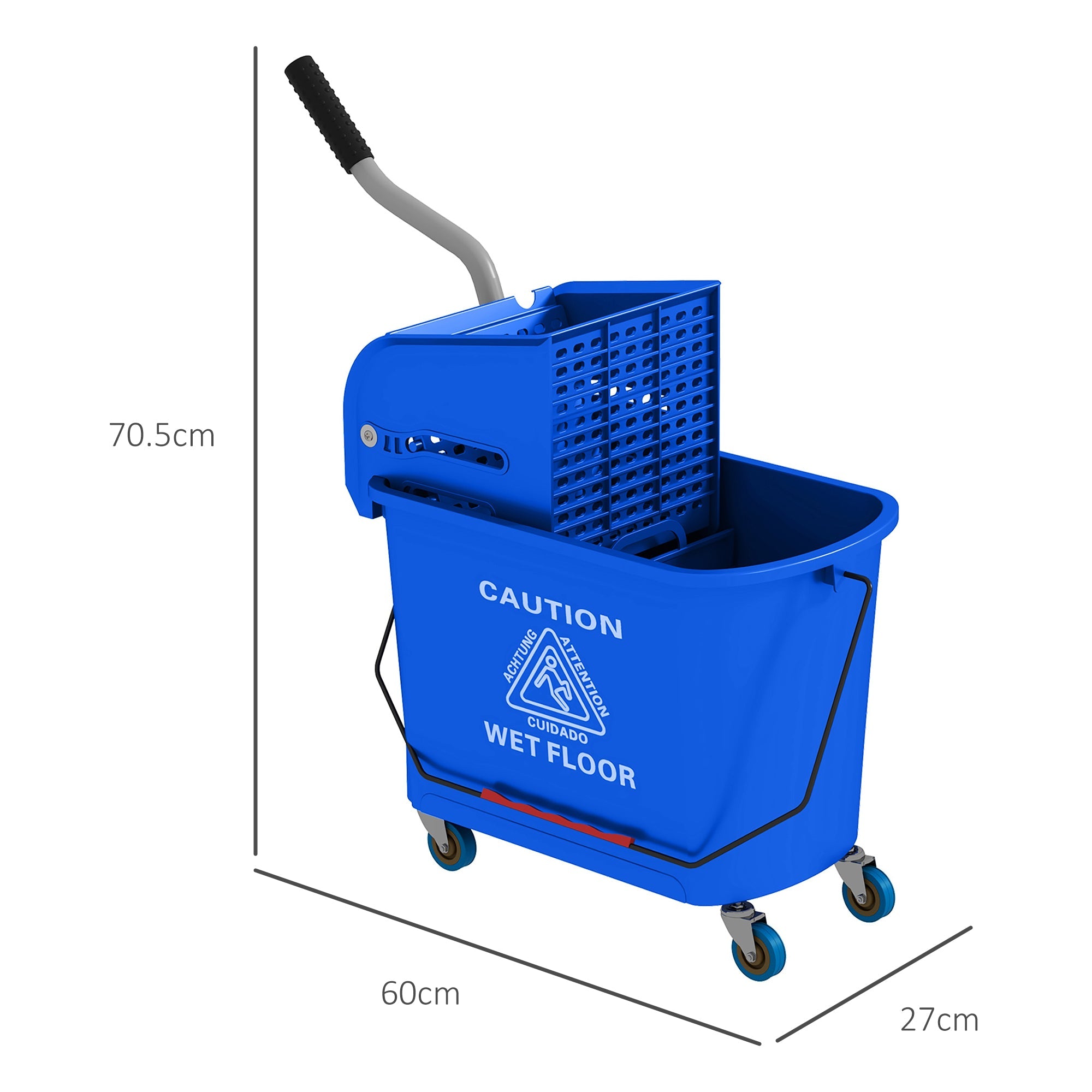 Carrello Pulizie con Secchio da 20 L e Strizzatore 60x27x70.5 cm Blu