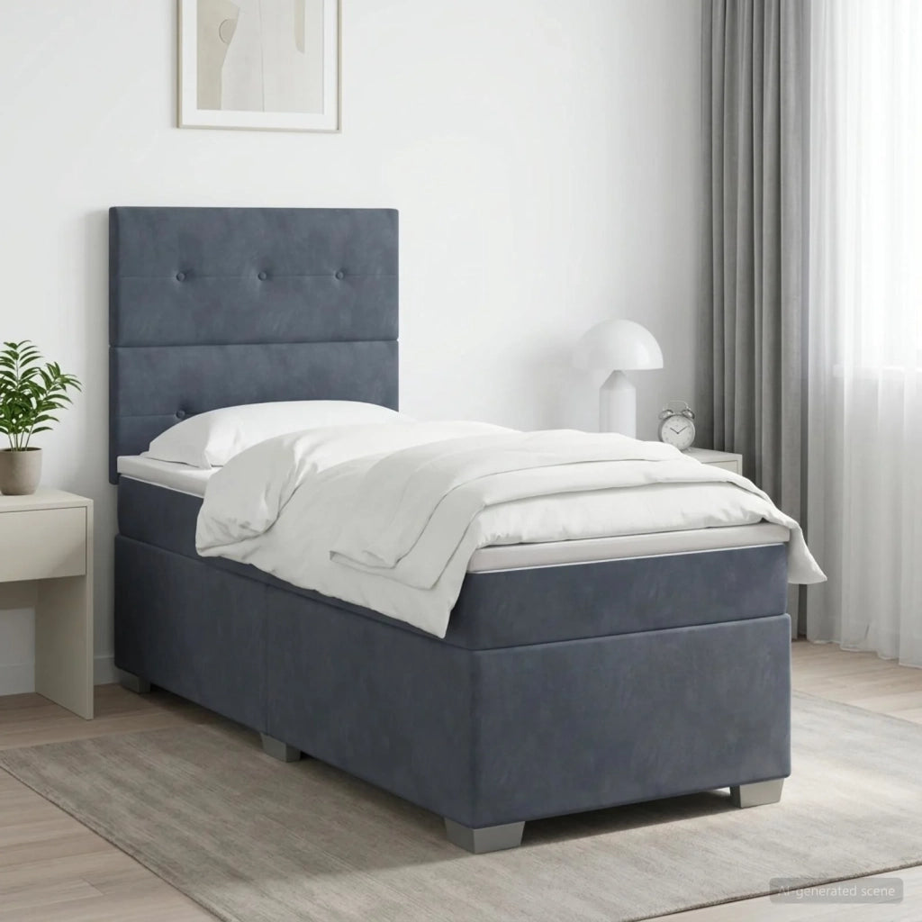 Letto box spring con materasso Grigio Scuro 90 x 200 cm Velluto 3455031
