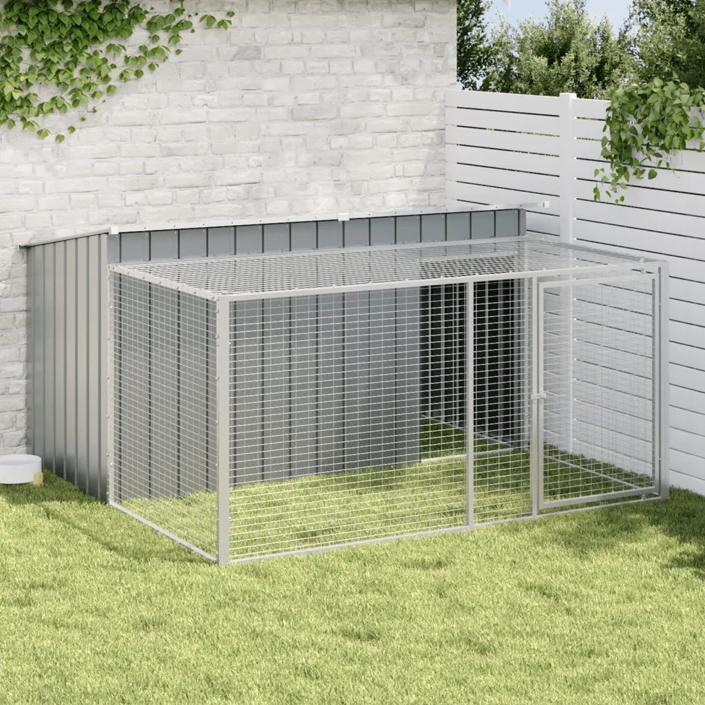 Cuccia per cani con recinto antracite 197x194x110 cm in acciaio zincato 3214224