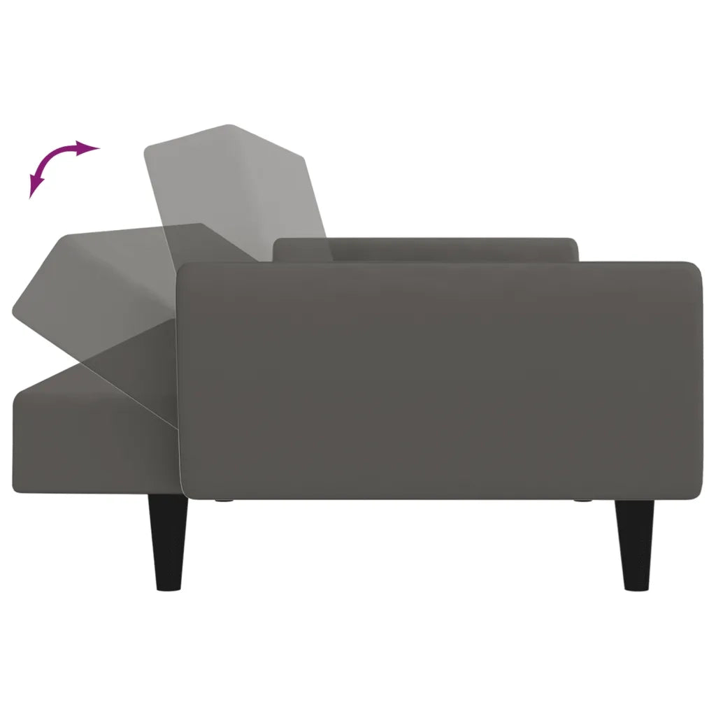 Divano letto | Sof¨¤ letto | Letto singolo a 2 Posti Grigio Scuro in Velluto
