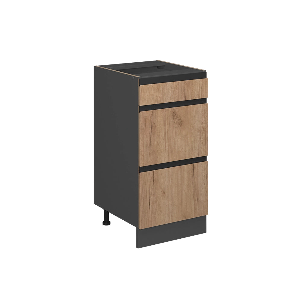 Vicco Mobiletto base per cucina Quercia dorata 40 cm Forma a J, con cassetti, senza piano di lavoro