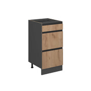 Vicco Mobiletto base per cucina Quercia dorata 40 cm Forma a J, con cassetti, senza piano di lavoro