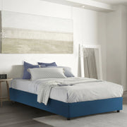 Letto matrimoniale Apel, Letto contenitore con rivestimento in tessuto, Made in Italy, Apertura frontale, con materasso cm 160x190 incluso, Blu