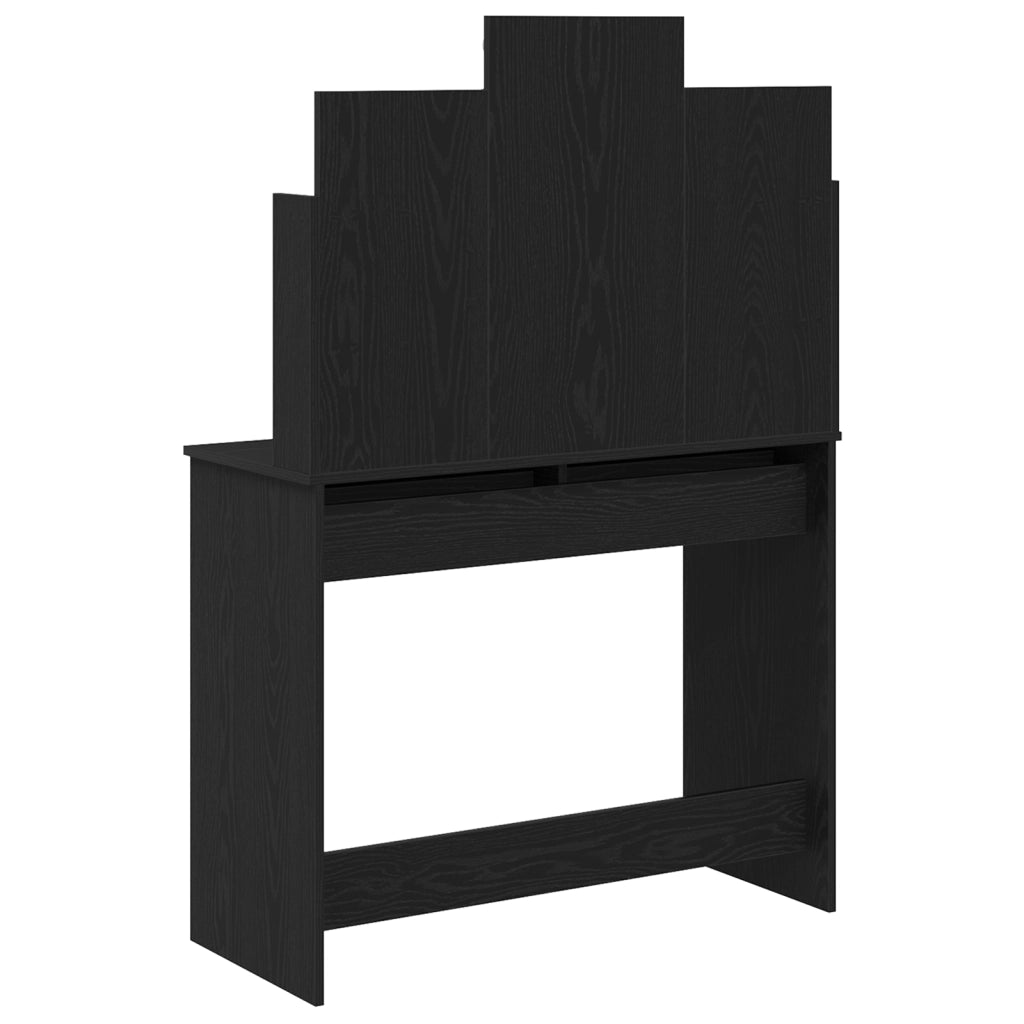 Toeletta  con luci LED Nero Rovere 96x40x142 cm