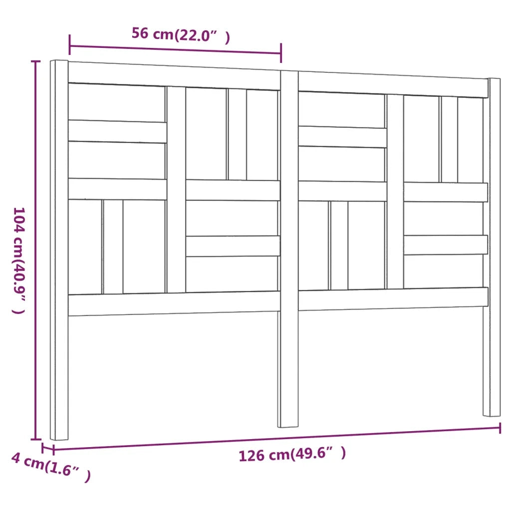 Testiera | Testata per Letto 126x4x104 cm in Legno Massello di Pino