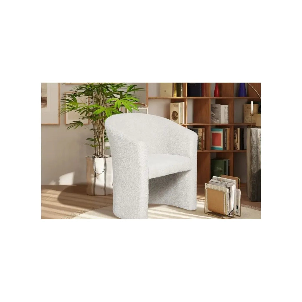 Poltrona da salotto KYOTO – Confortevole in tessuto bouclé bianco – Design moderno ed elegante