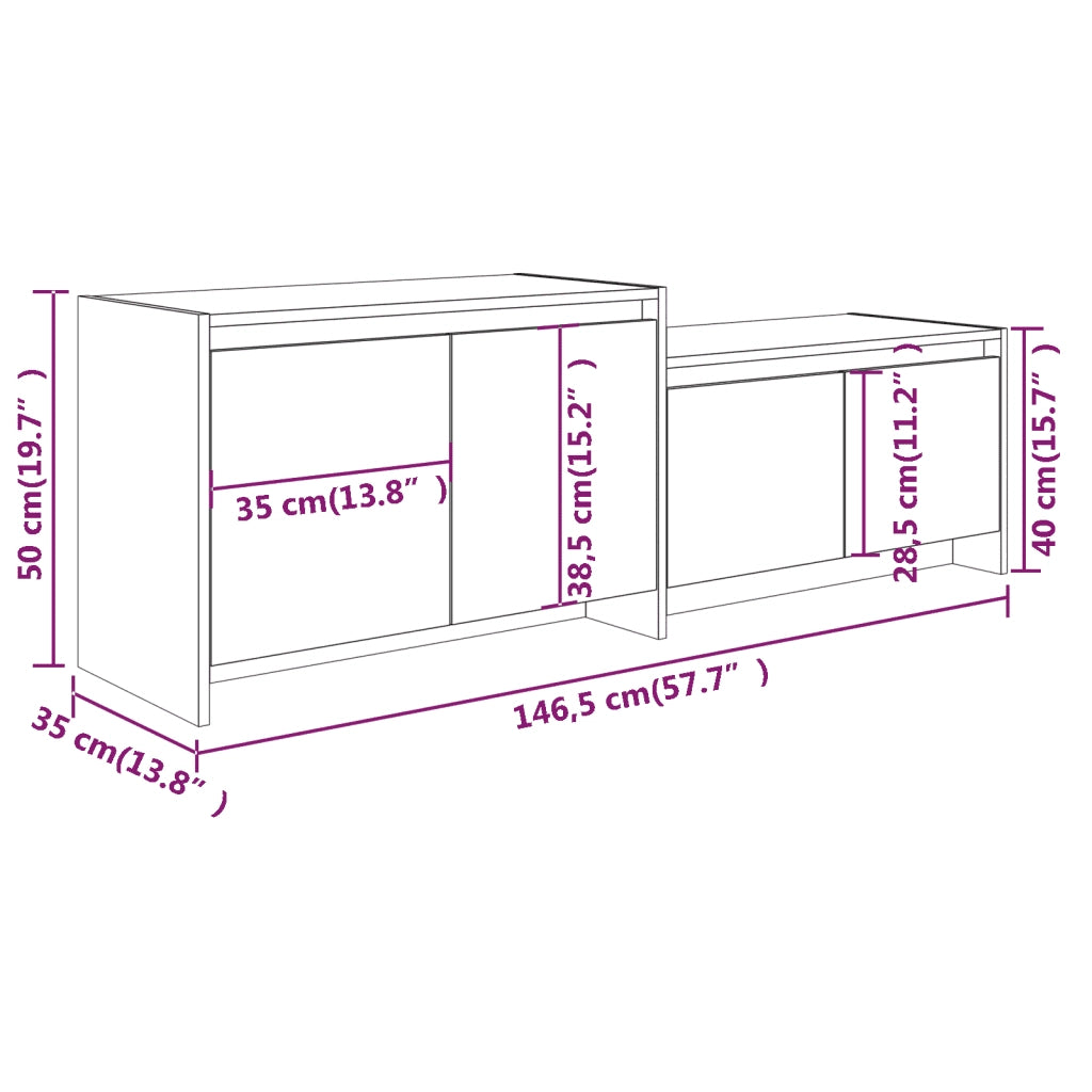 Mobile TV Bianco 146,5x35x50 cm in Truciolato 809809