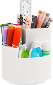 Penna Rotativa Bianca - Organizzatore Multifunzione per Bambini - Archiviazione e Organizzazione di Ufficio - Trucco e Attività Creativa