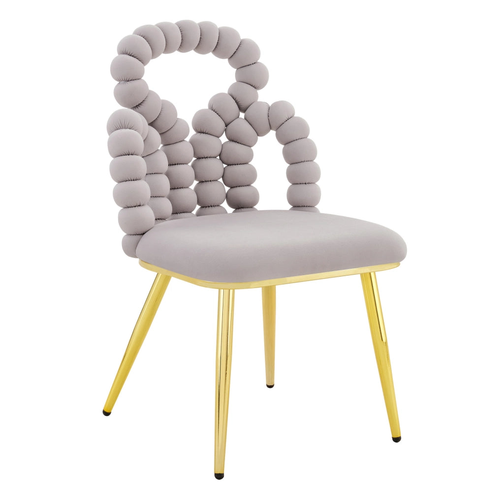 Sedia 68x57x54.5 cm con schienale open back a catena sferica in velluto grigio chiaro