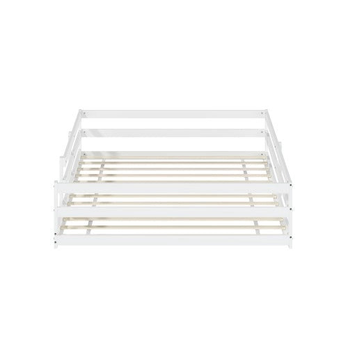 Letto Montessori in legno 140x200 bianco; sponde 4 lati; senza doghe; montaggio facile
