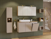 Set mobili bagno 100 cm con piano e mobile con cesto portabiancheria Nova Cashmere 100 cm