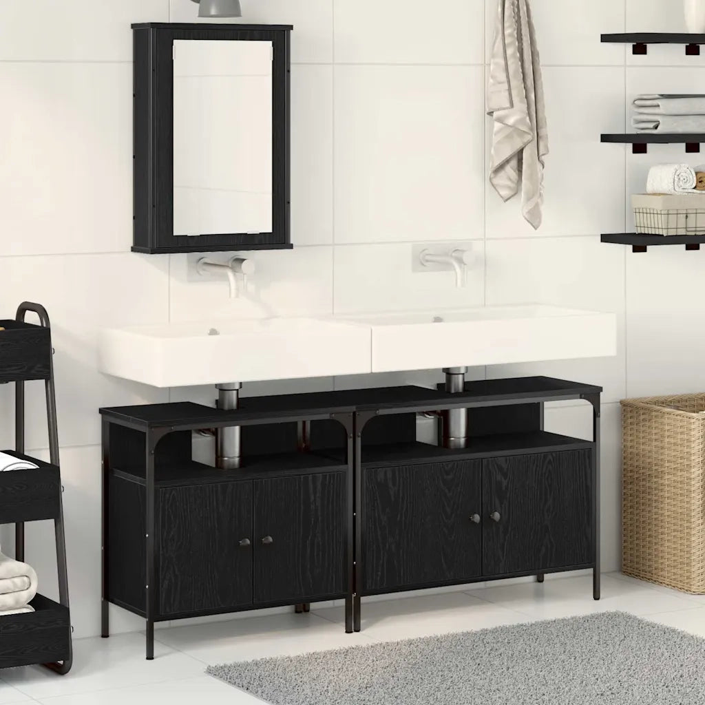 Unità da Bagno con lo scaffale 3 pcs Nero Legno multistrato 3334393