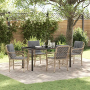 Set da Pranzo per Giardino con cuscino 5 pcs Beige polyrattan 3380235