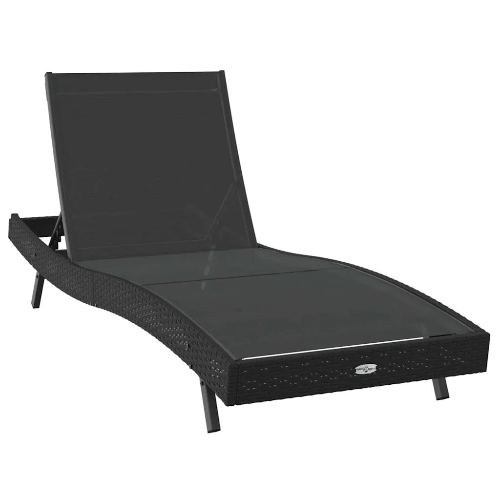 Lettino da sole 2 pcs Nero polyrattan