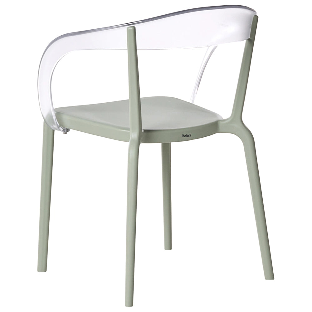 Set di 4 sedie da giardino verde chiaro Materiale sintetico Plastica Interno Esterno Giardino con braccioli Sala da pranzo Stile moderno minimalista