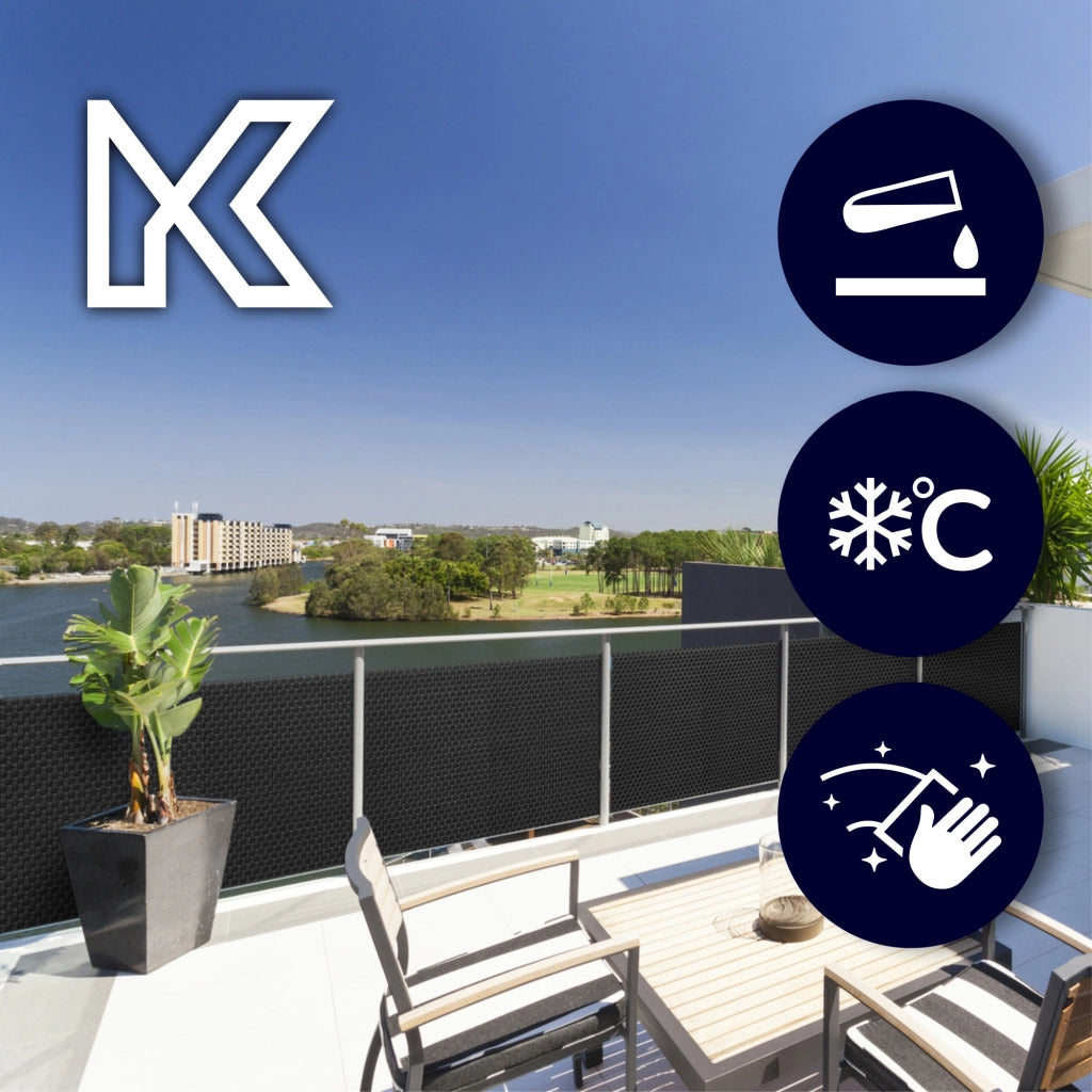 Telo di copertura per balcone in tecnorattan KADAX 1x7M, tappeto nero per balcone, terrazza e recinzione, di alta qualità.