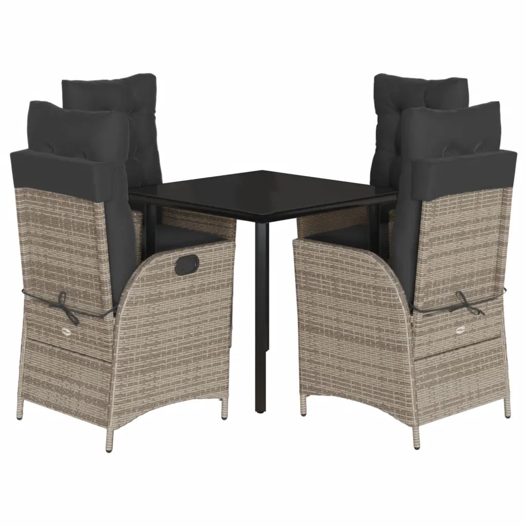 Set da Pranzo da Giardino 5 pz con Cuscini in Polyrattan Grigio 3213428