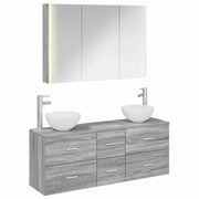 Set di mobili per il bagno 4 pcs Sonoma grigio 3406708