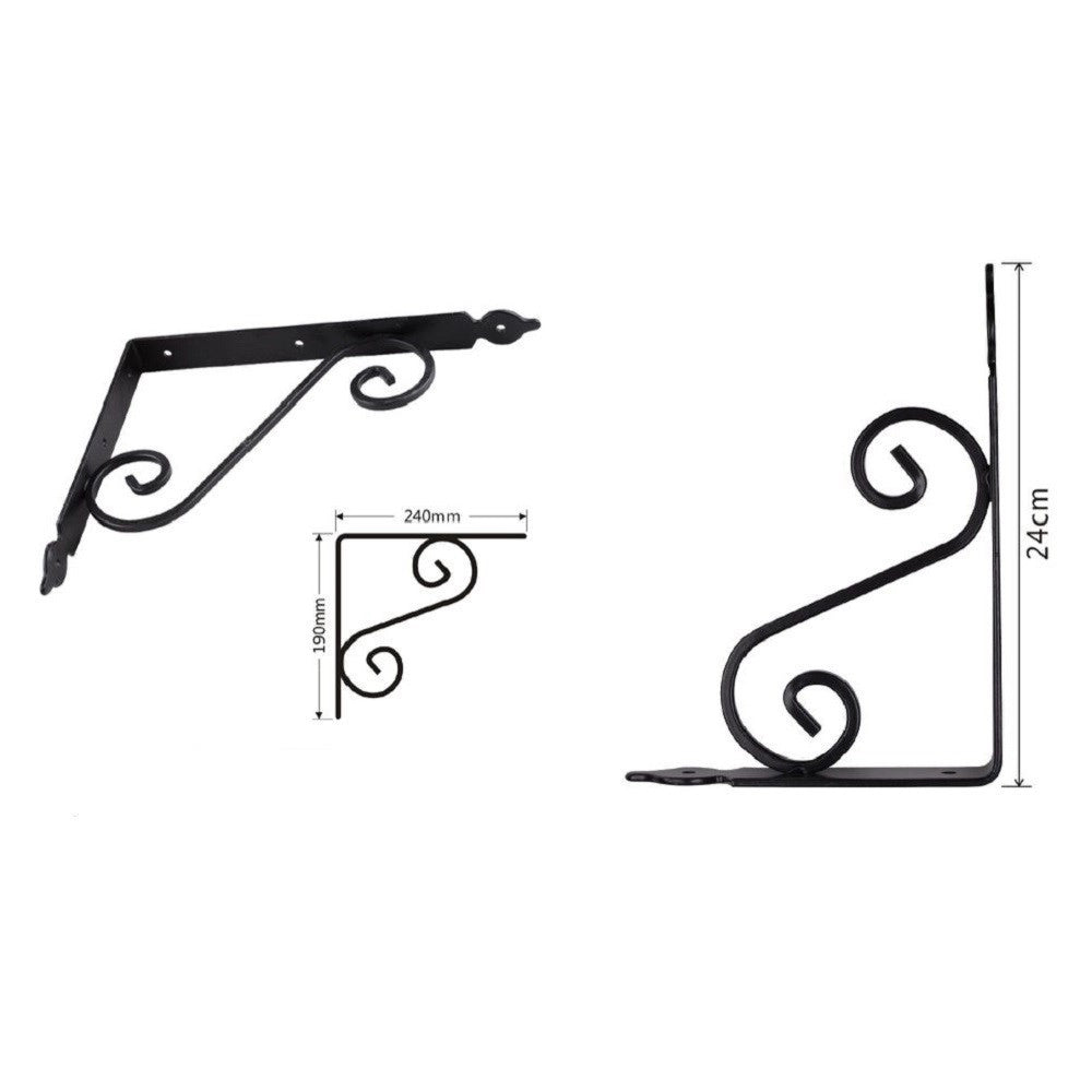 Trade Shop - Set 2 Pz Reggimensola Supporto Staffa Angoliere Fantasia 240x190 Mm Nera 91278 -