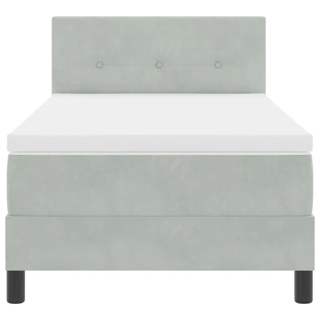 Letto a molle con materasso-Struttura Letto con Materasso Grigio chiaro 90 x 190 cm Velluto 481145