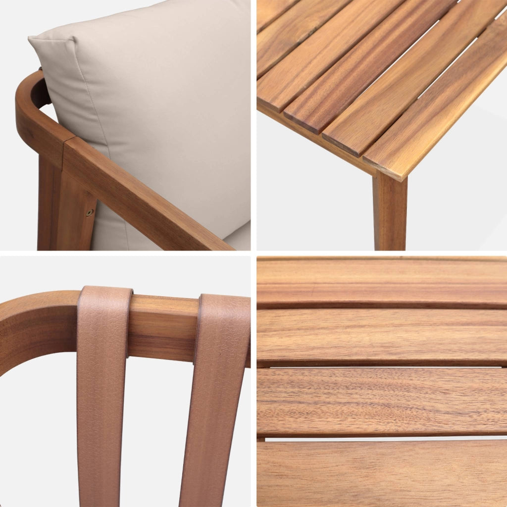 Salotto da giardino in legno di acacia, 4 posti , beige
