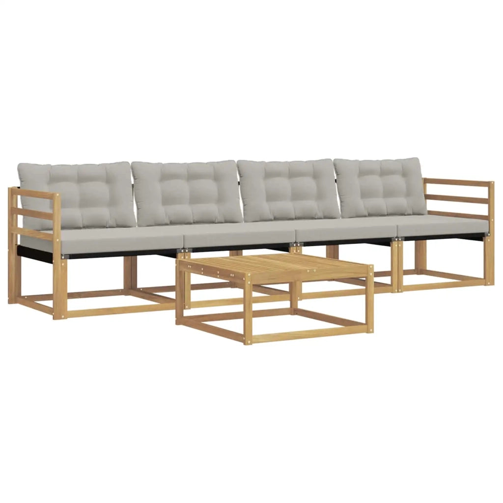 Set di divani da esterno 5 pz Bianco e Grigio Chiaro 3388385
