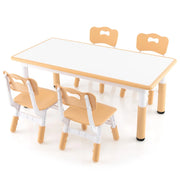Set tavolo e 4 sedie regolabili 120 x 60 x 48-60 cm per bambini spazio sicuro e confortevole in PP naturale 20_0018346