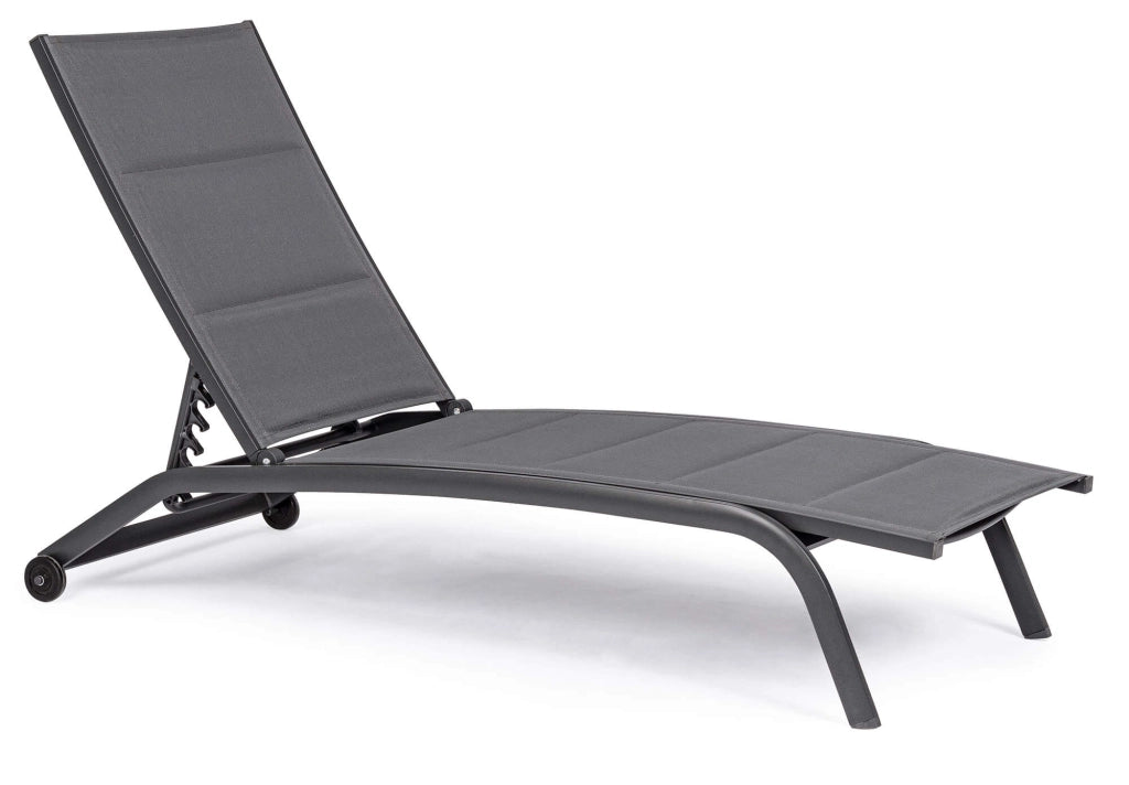 Lettino Prendisole da Giardino 61x192x96 cm con Ruote in Alluminio Antracite