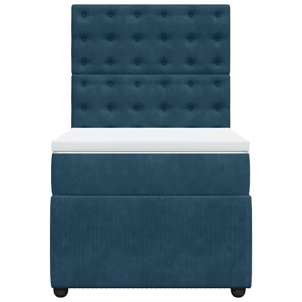 Giroletto a Molle con Materasso Blu Scuro 80x200 cm in Velluto