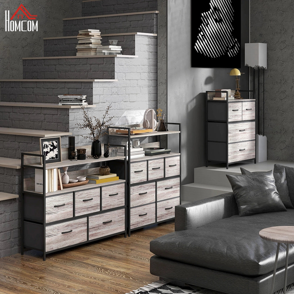 Cassettiera con 4 Cassetti Tessuto Grigio ¨C Zephmum ¨C 60x40x