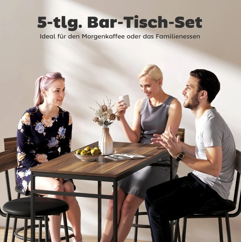Set tavolo bar con 4 sgabelli salvaspazio stile industriale