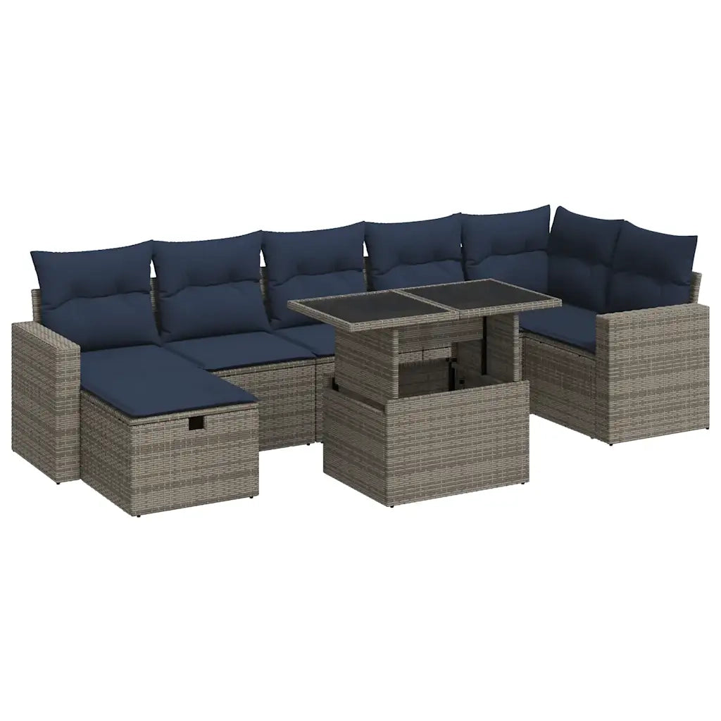 Set Divani Giardino 8 pz con Cuscini Marrone Polyrattan Acacia