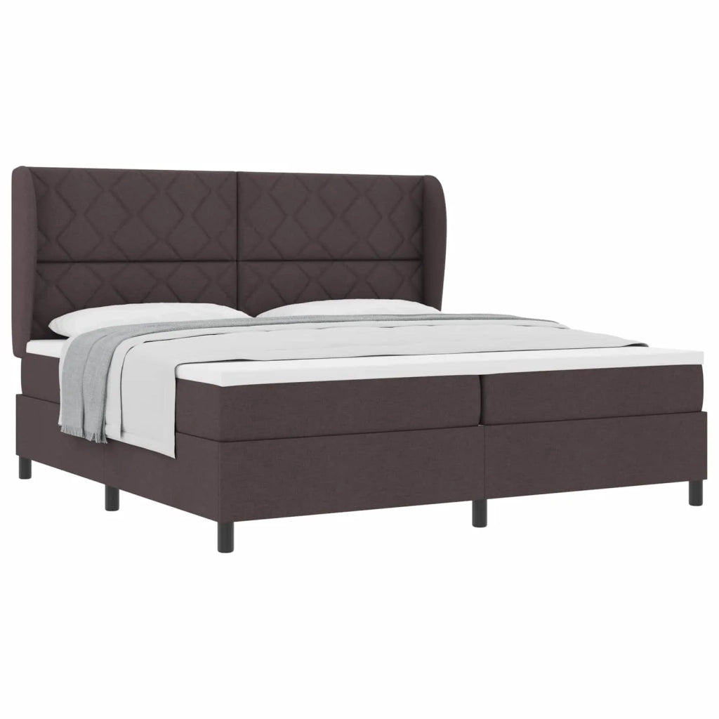 Letto a molle con materasso Marrone scuro 200 x 200 cm Tessuto 3340651