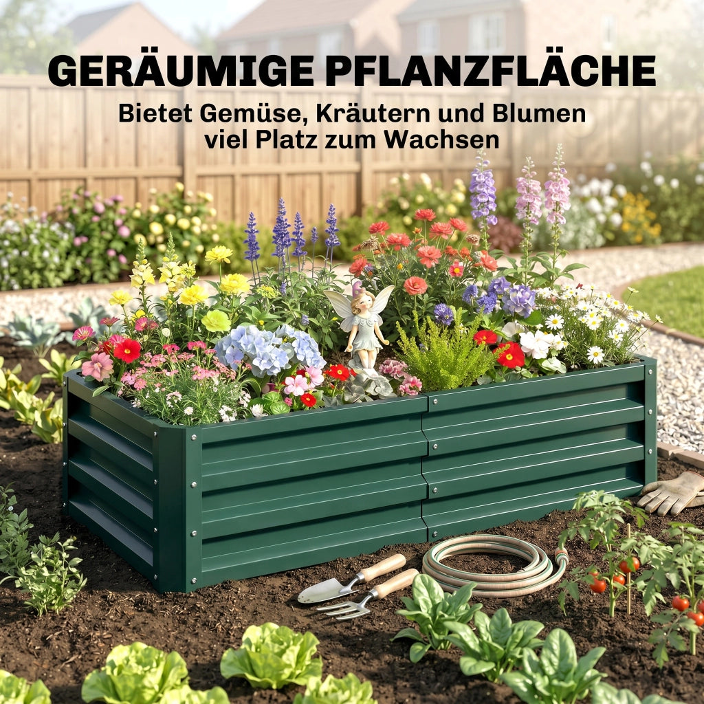 Vaso da giardino rialzato ¨C zephmum ¨C verde, acciaio zincato, 120x60x30.5 cm