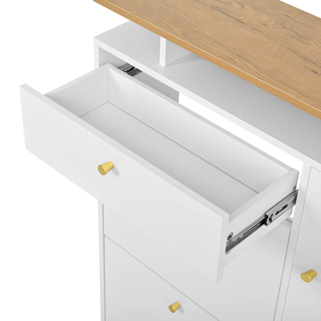 Mobile ingresso con specchio; LED e ganci - in truciolare - 105×25×151.5 cm - bianco